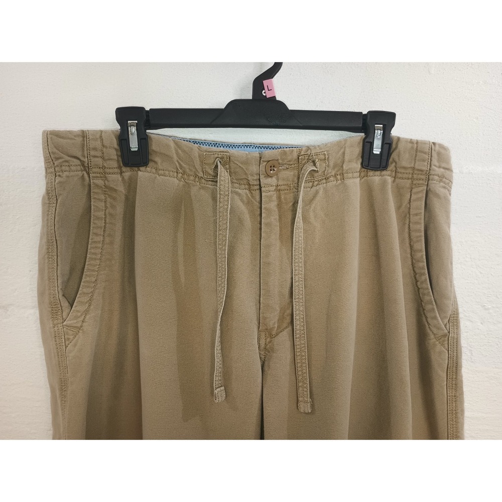 Gap Linen Cotton Canvas Straight Leg Roll Tab Utility Pants Drawstring Pocket 34 - Picture 12 of 16